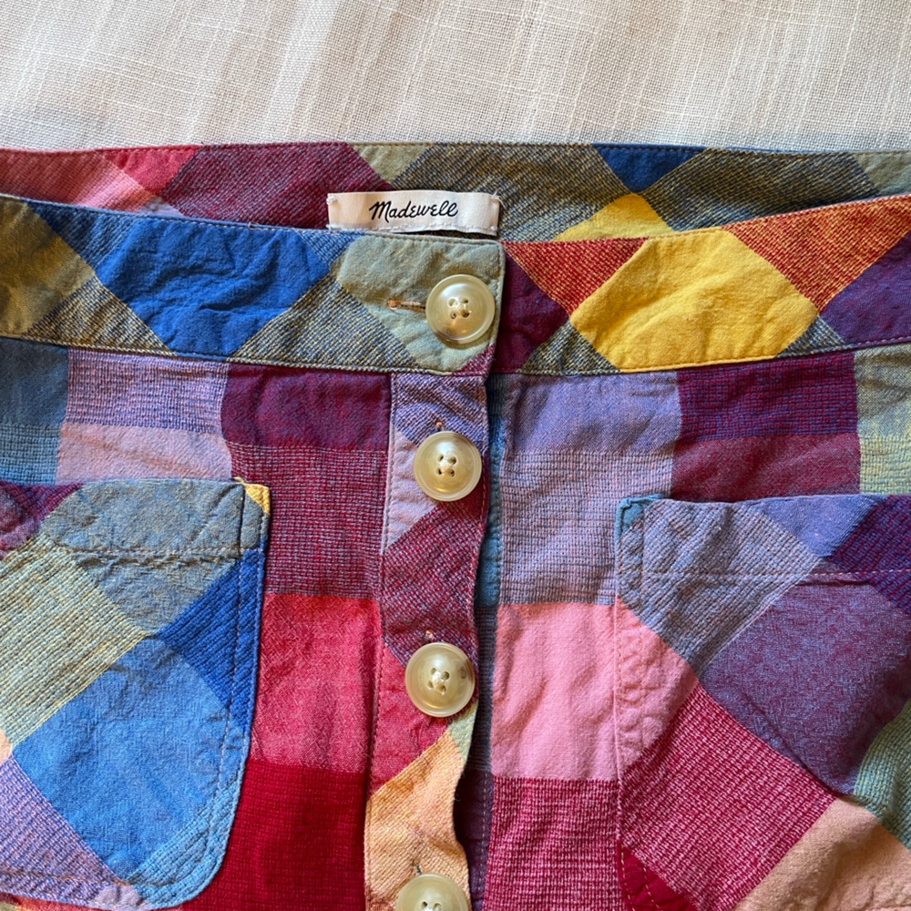 Madewell Multicolor Patchwork Button-Down Mini Sk… - image 2